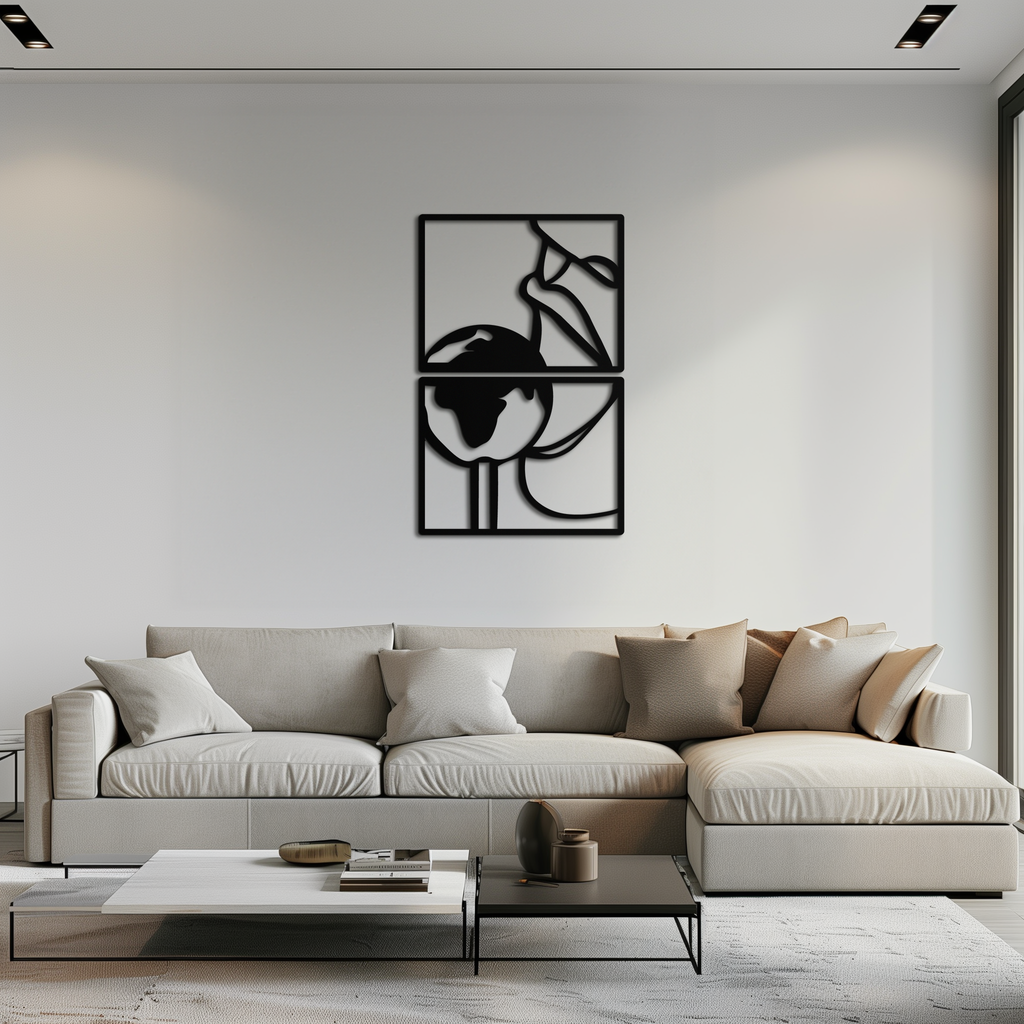 Sensual Earth Kiss Metal Wall Art – Modern Two-Panel Minimalist Decor- KAF564