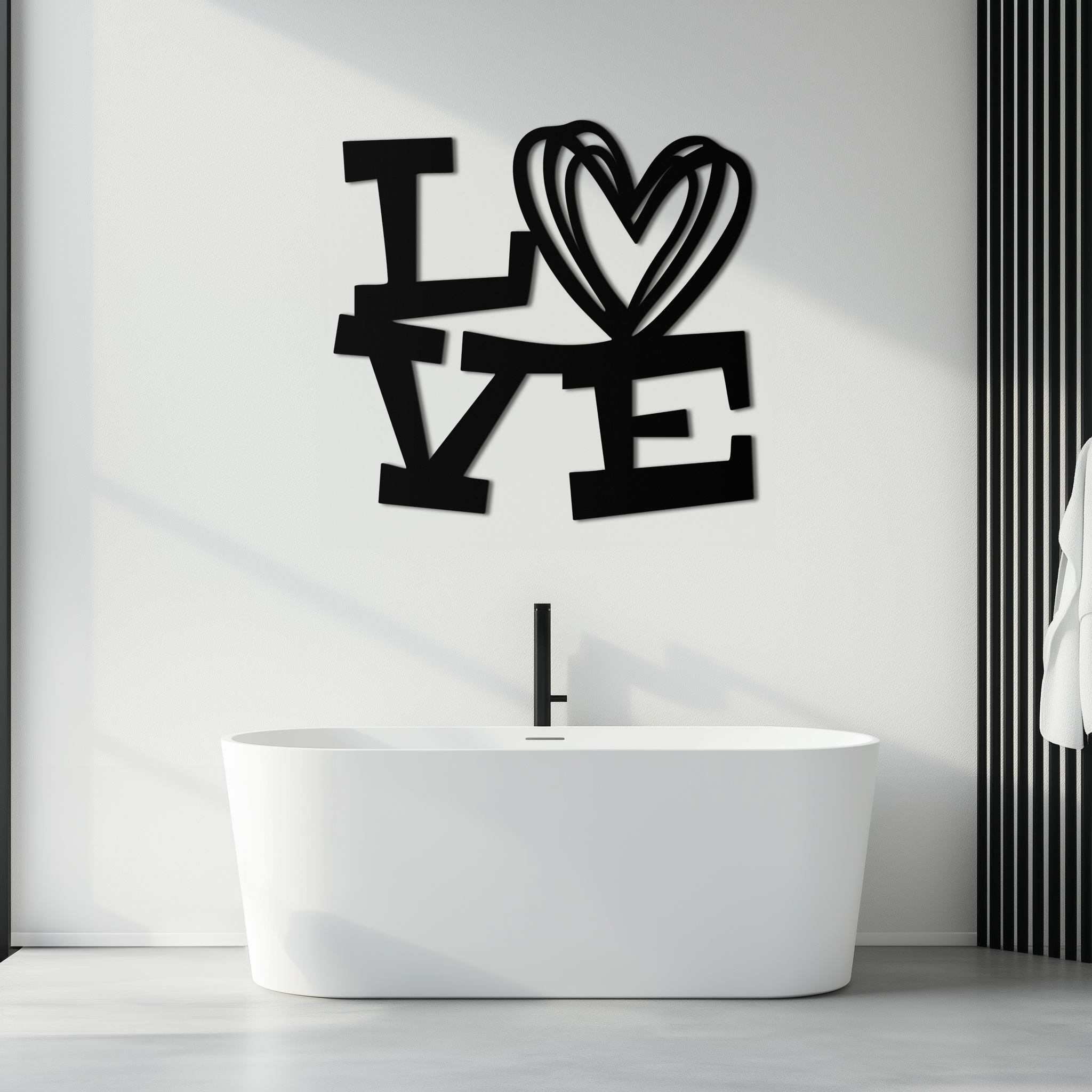 LOVE Heart Modern Metal Wall Art – Romantic Black Metal Wall Decor- KAF566