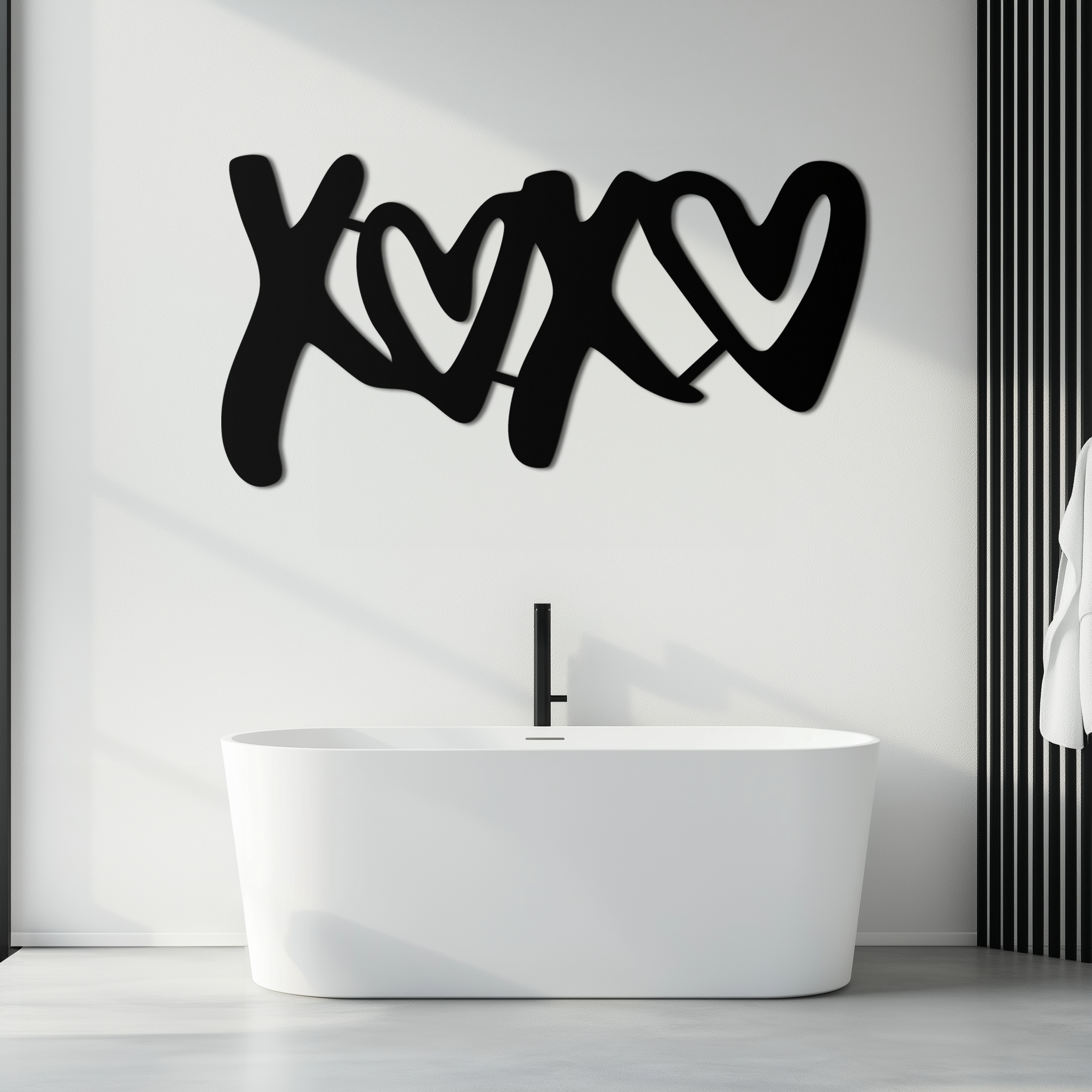 XOXO Love Hearts Metal Wall Art – Modern Romantic Black Home Decor- KAF567