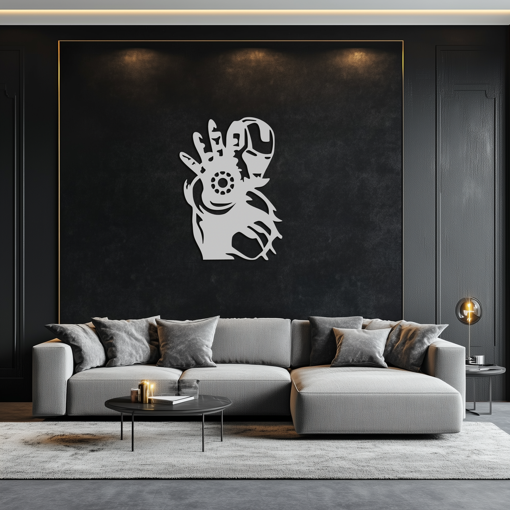 Iron Man Hand Gesture Silhouette Metal Wall Art – Superhero Home Decor- KAF573