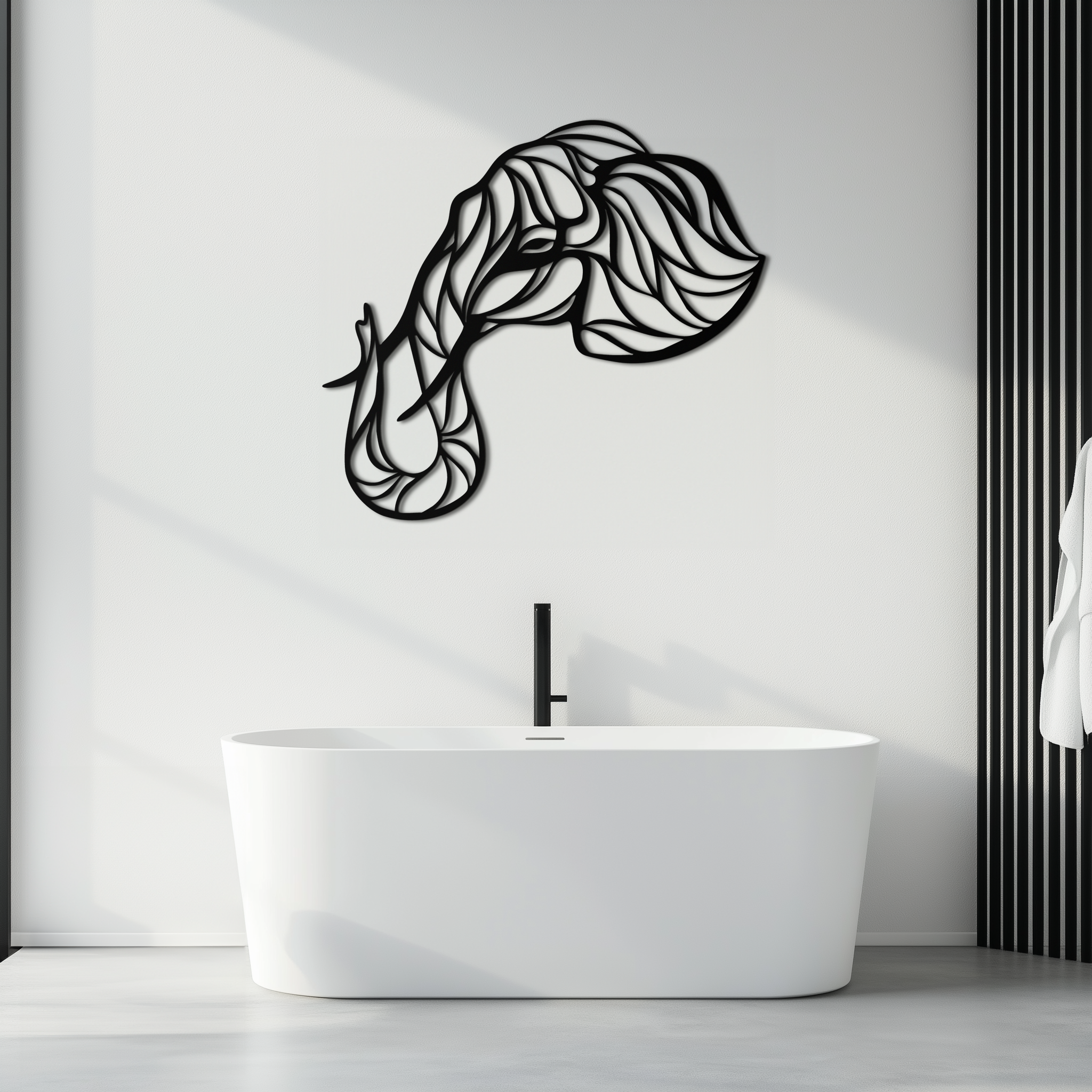 Geometric Elephant Head Metal Wall Art – Modern Animal Home Decor- KAF574