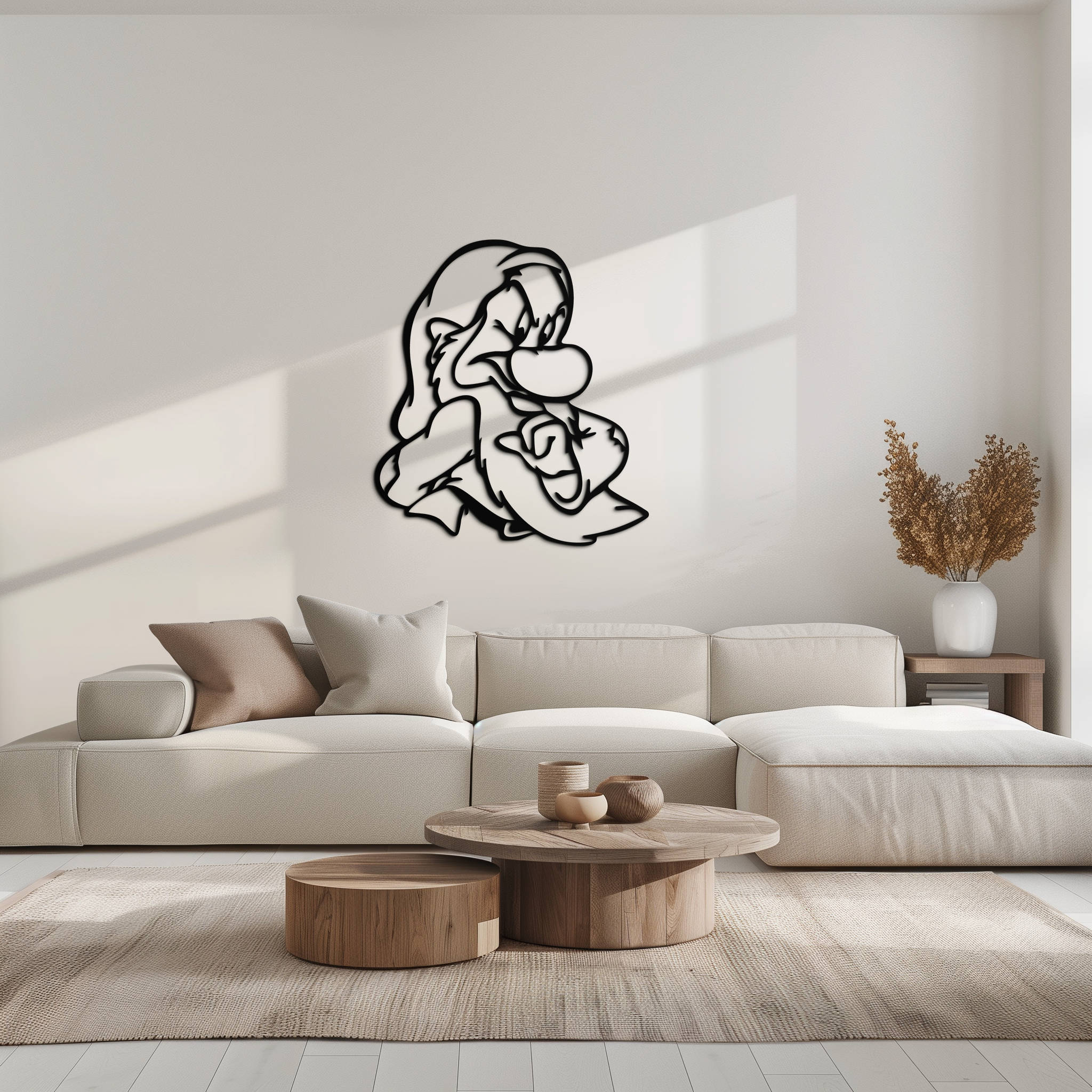 Grumpy Dwarf Metal Wall Art – Whimsical Cartoon-Inspired Metal Silhouette Décor- KAF577