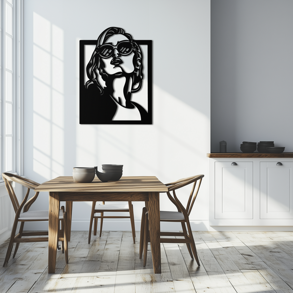 Modern Sunglasses Woman Silhouette Metal Wall Art – Bold Feminine Home Decor- KAF583