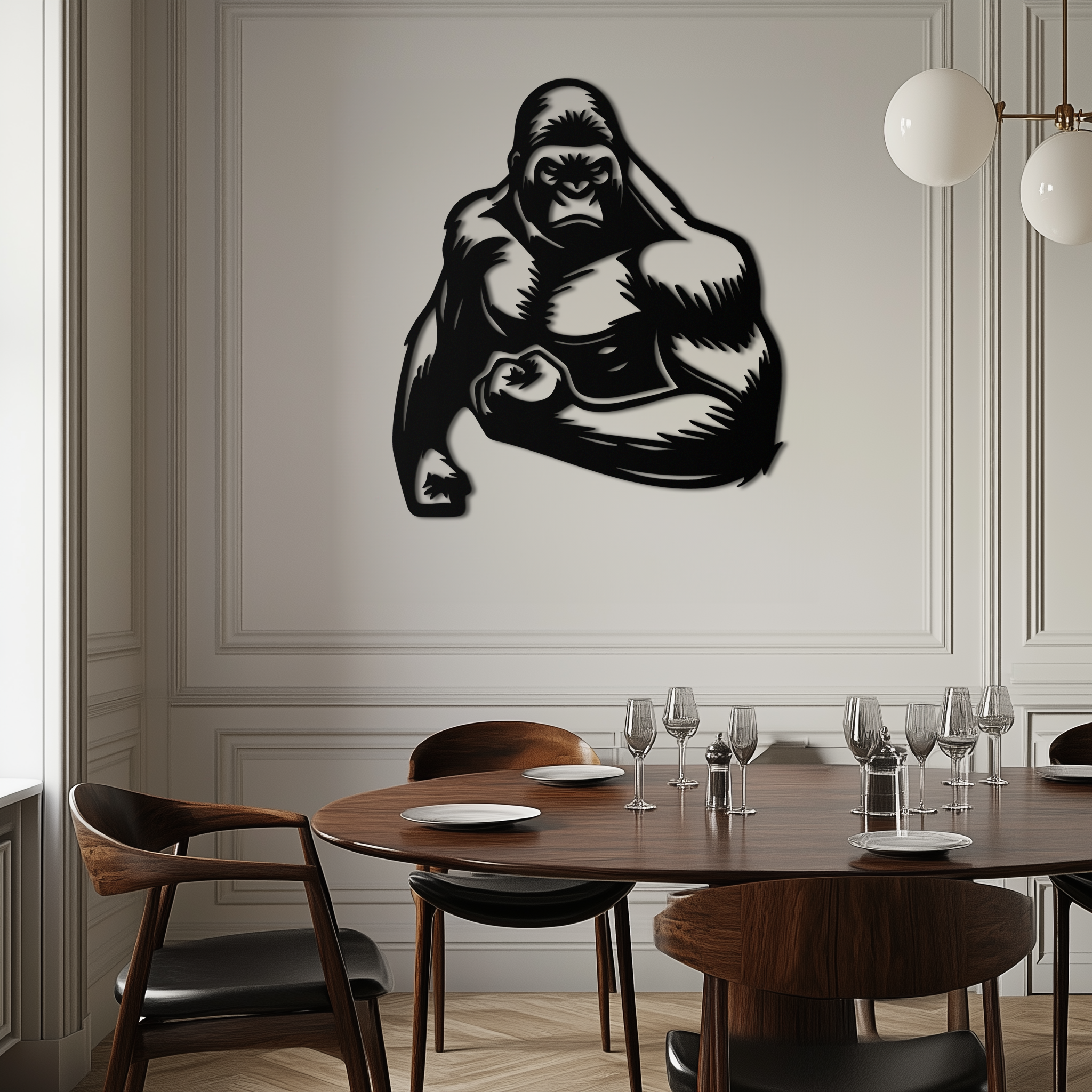 Angry Gorilla Metal Wall Art – Fierce Jungle Animal Decor for Gym and Man Cave- KAF592