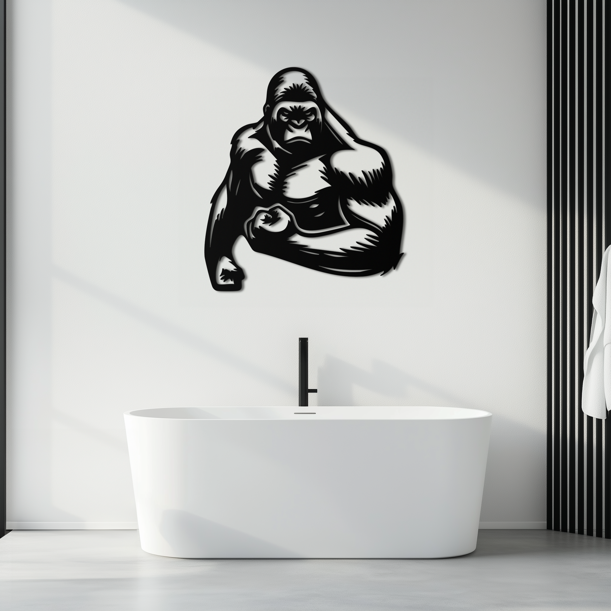 Angry Gorilla Metal Wall Art – Fierce Jungle Animal Decor for Gym and Man Cave- KAF592
