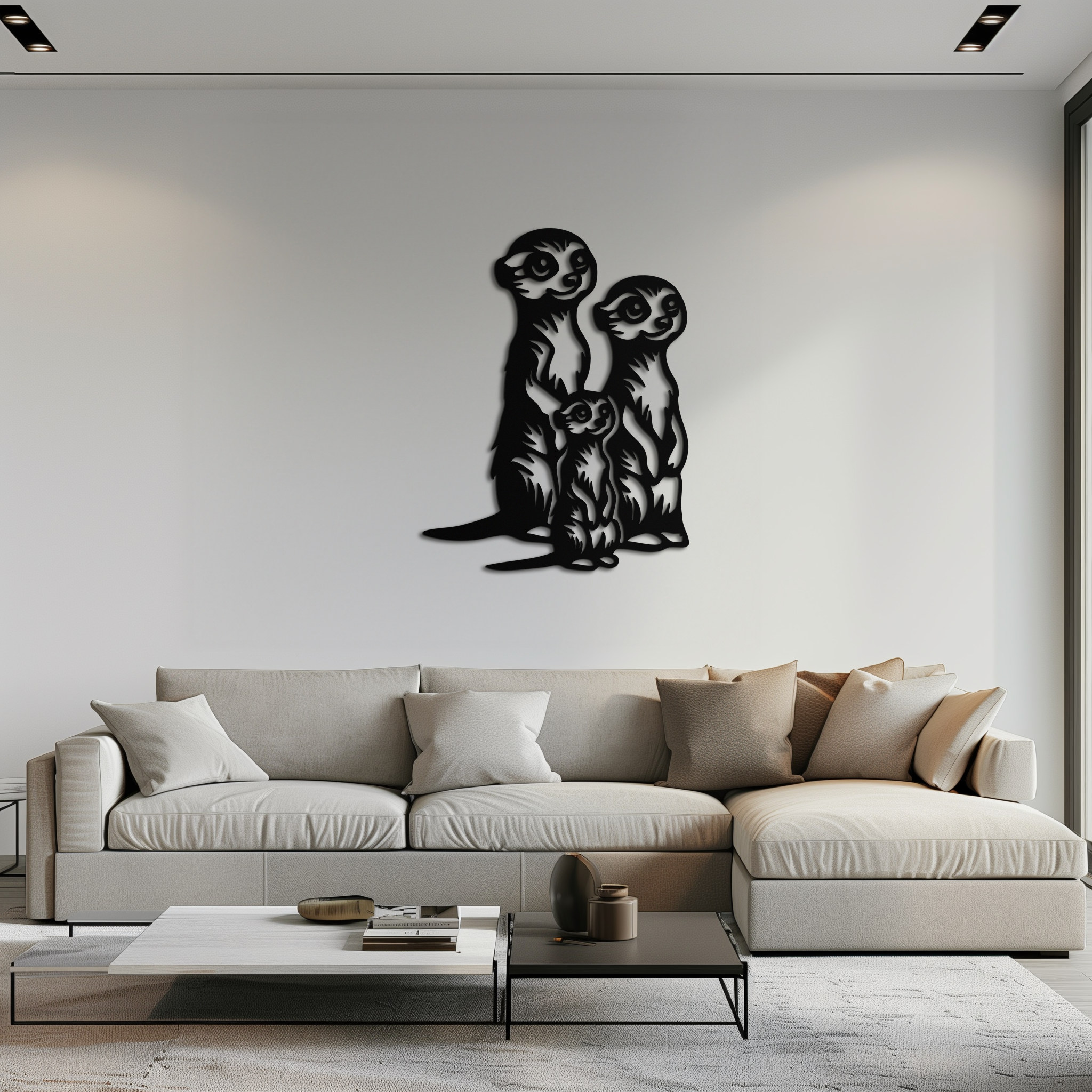 Meerkat Family Metal Wall Art – Playful Animal Silhouette Decor for Nature Lovers- KAF595