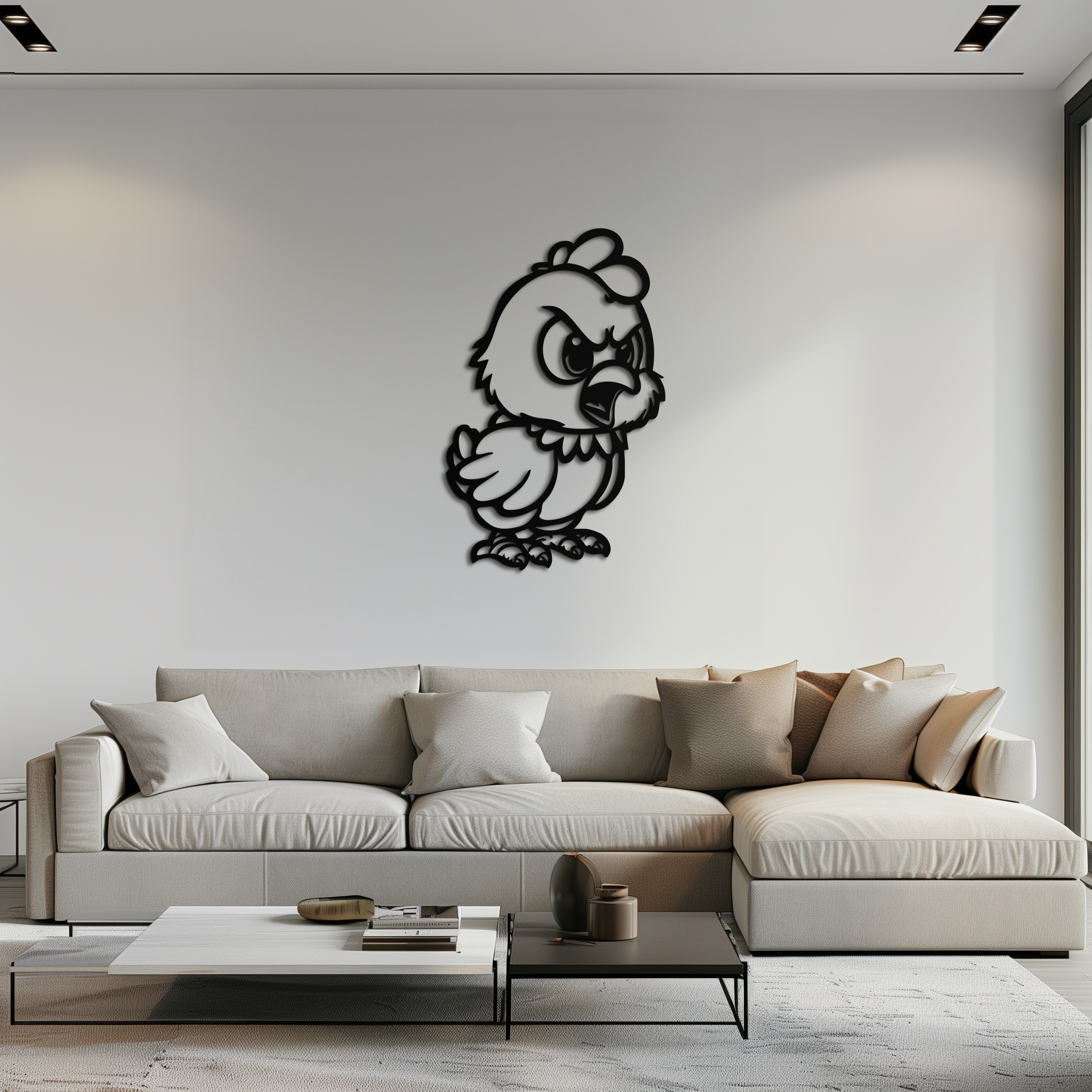 Angry Chick Metal Wall Art – Cartoon Chicken Silhouette Wall Decor-KAF618
