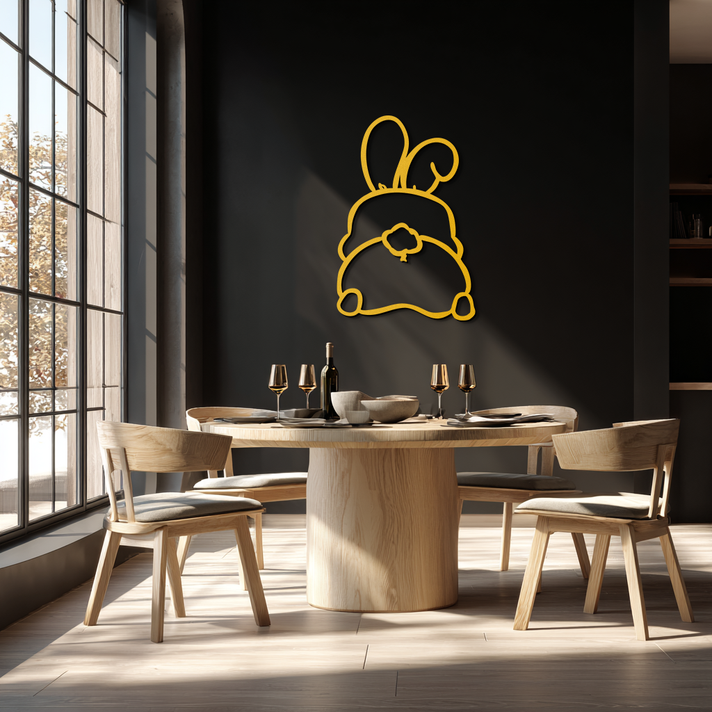 Funny Bunny Butt Metal Wall Art – Playful Easter Rabbit Decor- KAF622