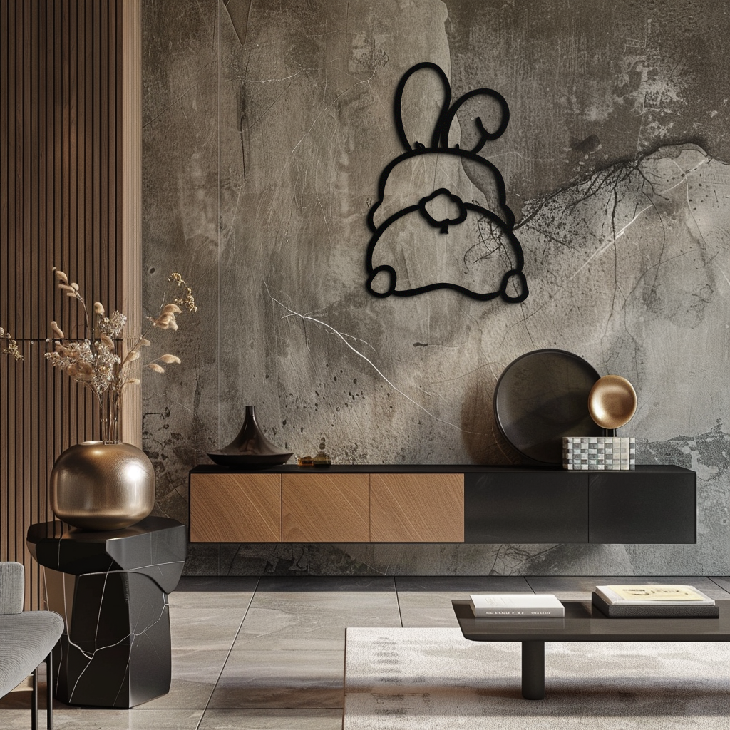 Funny Bunny Butt Metal Wall Art – Playful Easter Rabbit Decor- KAF622