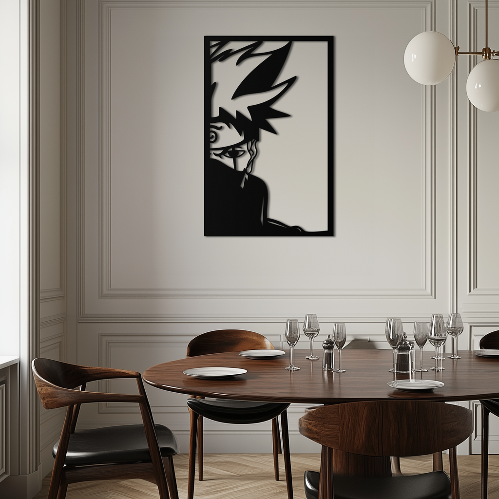 Naruto Inspired Metal Wall Art – Minimalist Ninja Silhouette Panel- KAF624