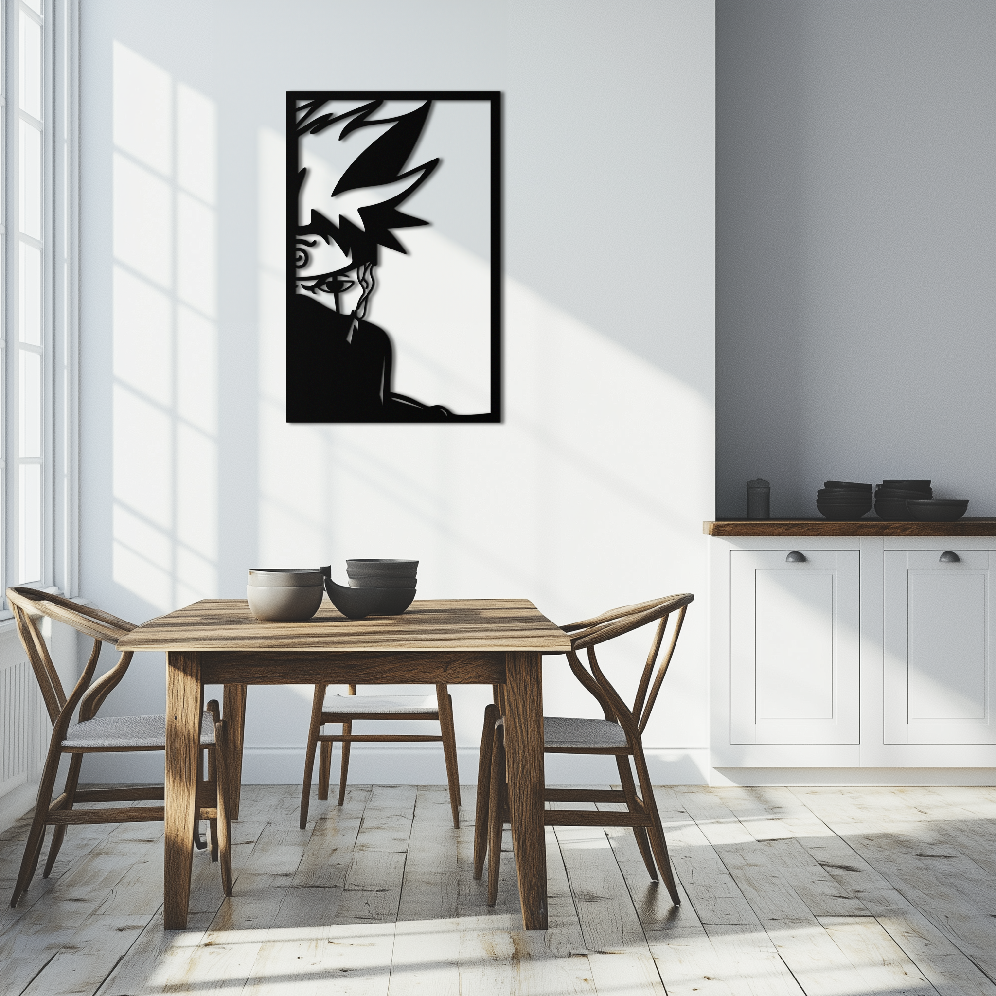 Naruto Inspired Metal Wall Art – Minimalist Ninja Silhouette Panel- KAF624