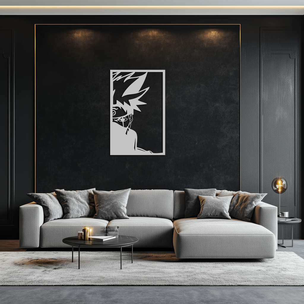 Naruto Inspired Metal Wall Art – Minimalist Ninja Silhouette Panel- KAF624