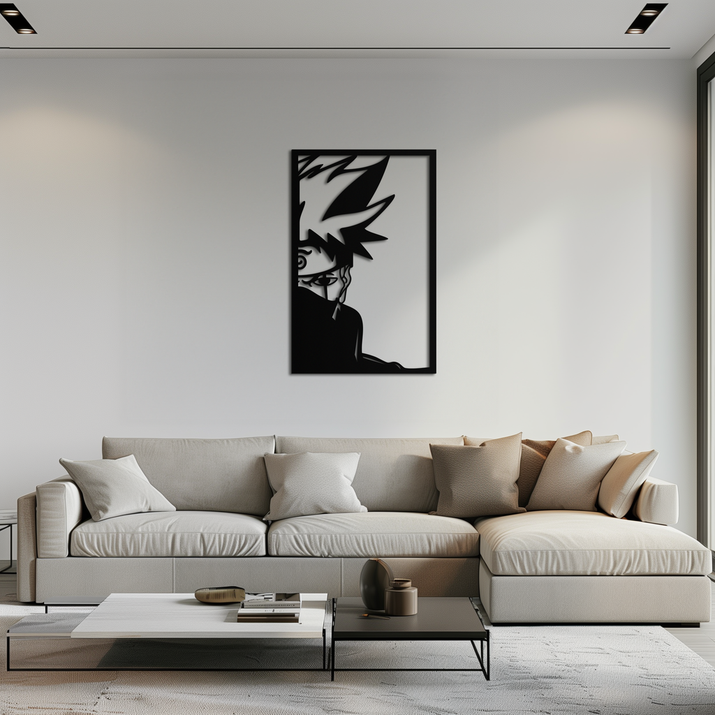 Naruto Inspired Metal Wall Art – Minimalist Ninja Silhouette Panel- KAF624