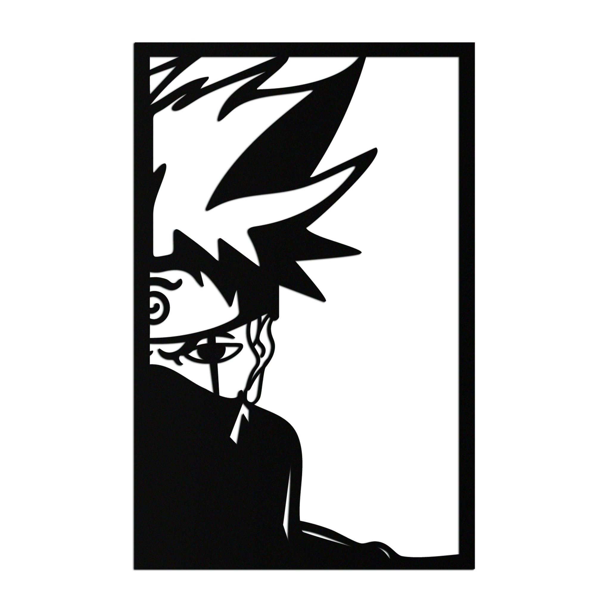 Naruto Inspired Metal Wall Art – Minimalist Ninja Silhouette Panel- KAF624