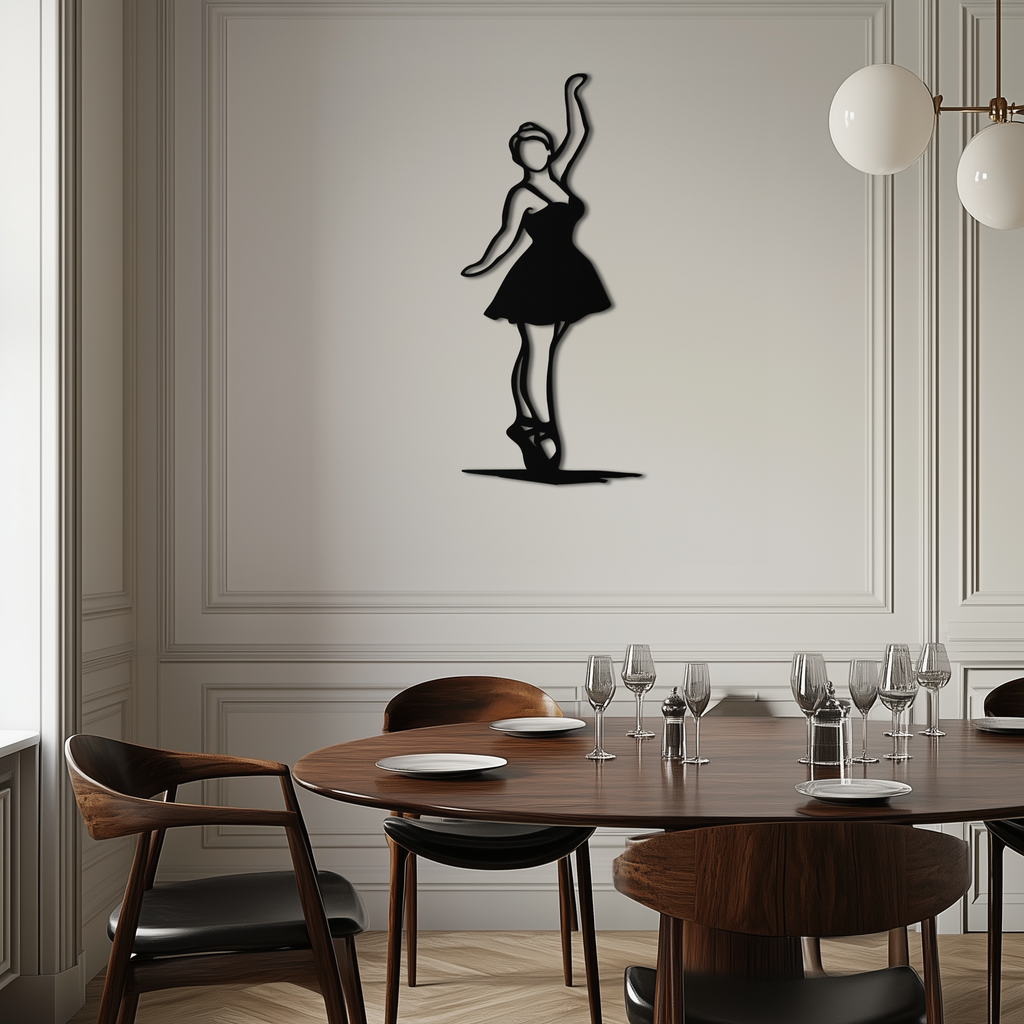 Elegant Ballerina Metal Wall Art – Graceful Dance Silhouette for Home Decor- KAF626