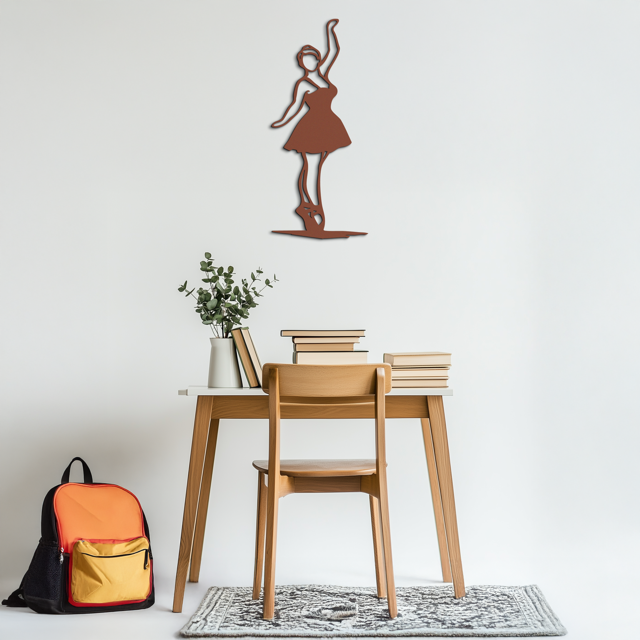 Elegant Ballerina Metal Wall Art – Graceful Dance Silhouette for Home Decor- KAF626