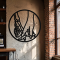 Skeleton and Human Hand Holding – Round Metal Wall Art- KAF628