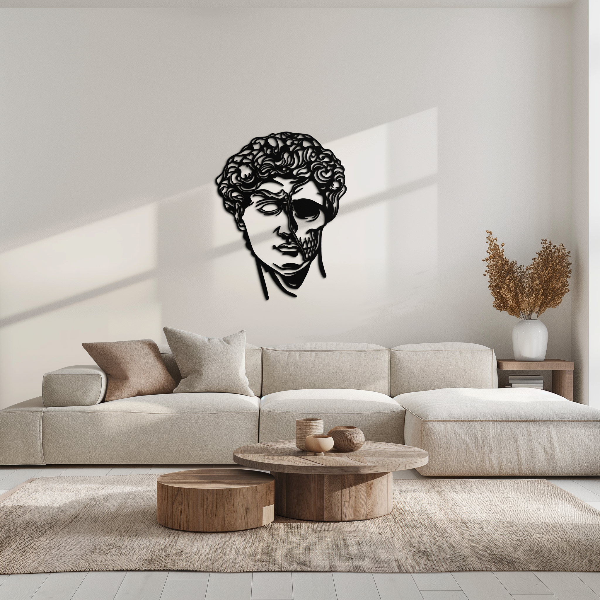 Half Skull David Head Metal Wall Art – Modern Classical Death Fusion Decor- KAF630