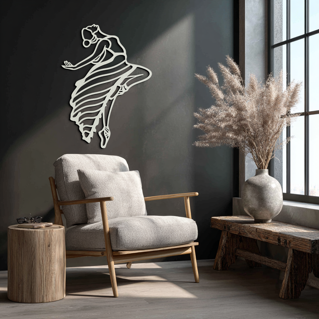 Dancing Woman Metal Wall Art – Graceful Silhouette Décor for Artistic Spaces- KAF648