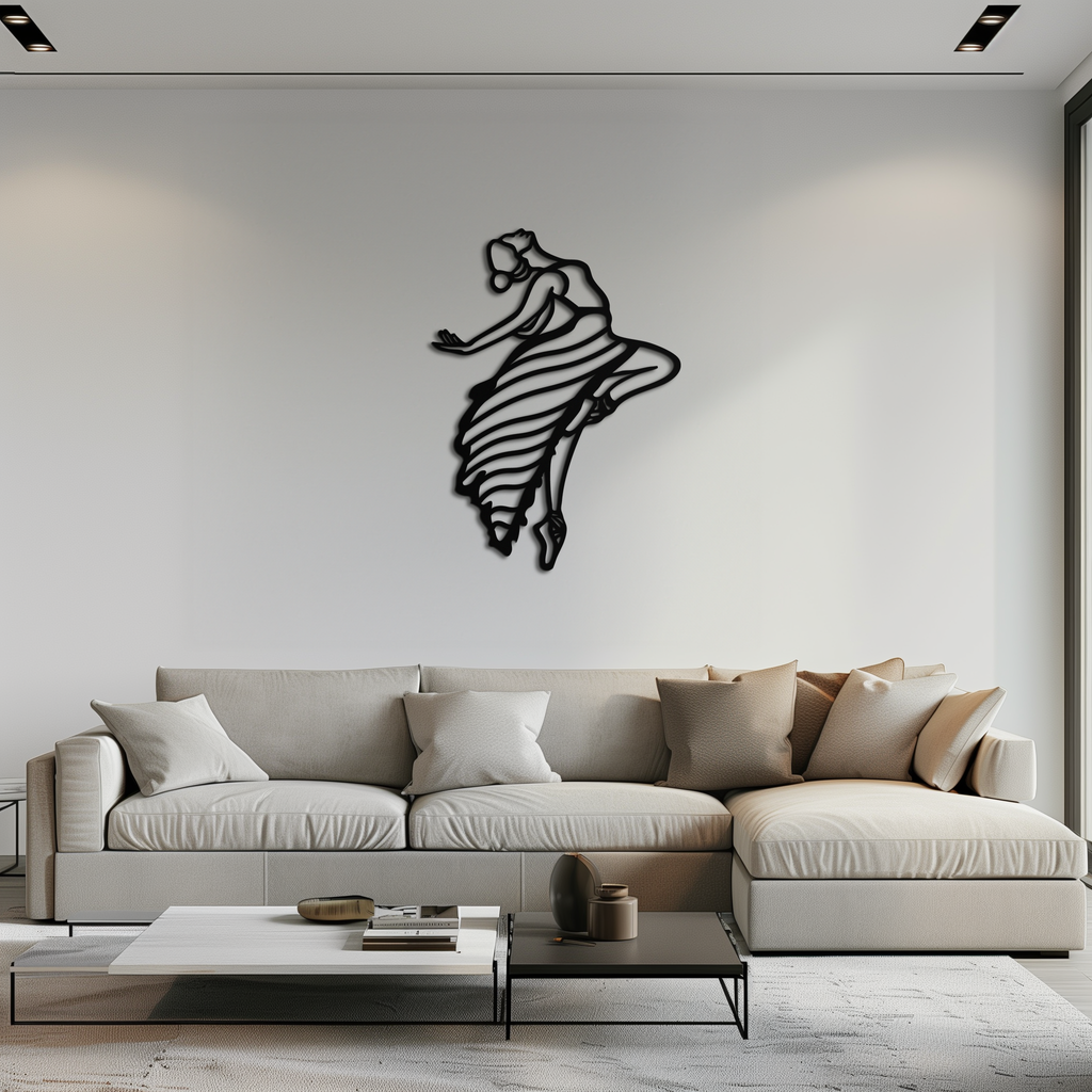 Dancing Woman Metal Wall Art – Graceful Silhouette Décor for Artistic Spaces- KAF648