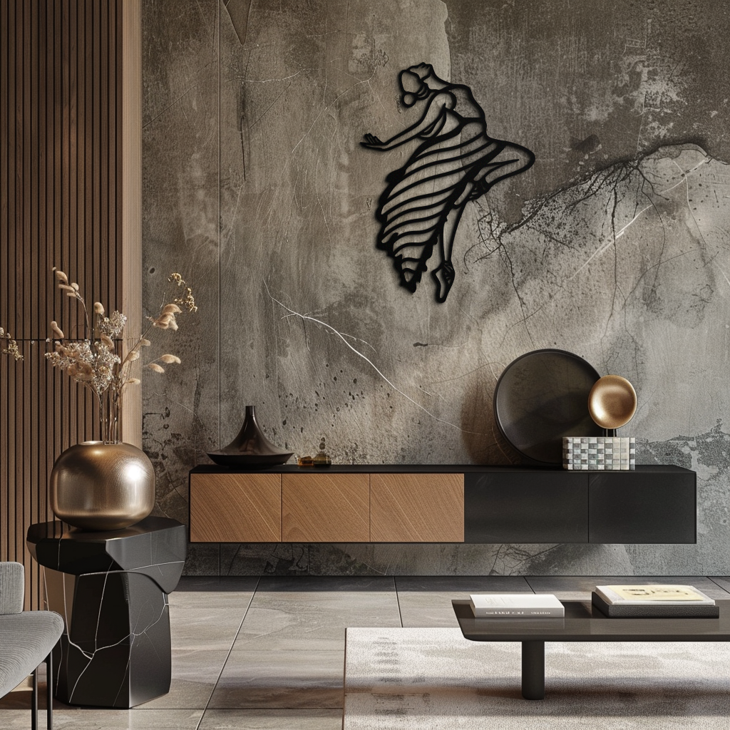 Dancing Woman Metal Wall Art – Graceful Silhouette Décor for Artistic Spaces- KAF648