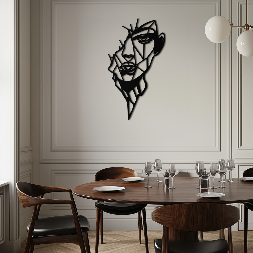 Abstract Line Art Woman Face Metal Wall Art – Modern Feminine Silhouette Decor- KAF650