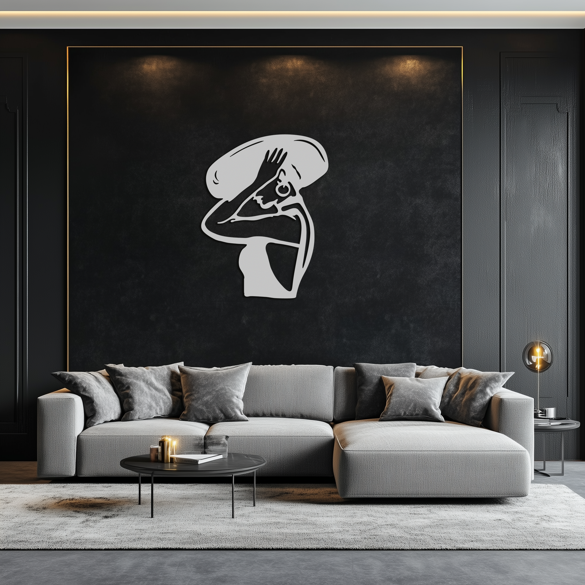 Elegant Woman with Hat Metal Wall Art – Fashion-Inspired Silhouette Décor- KAF651