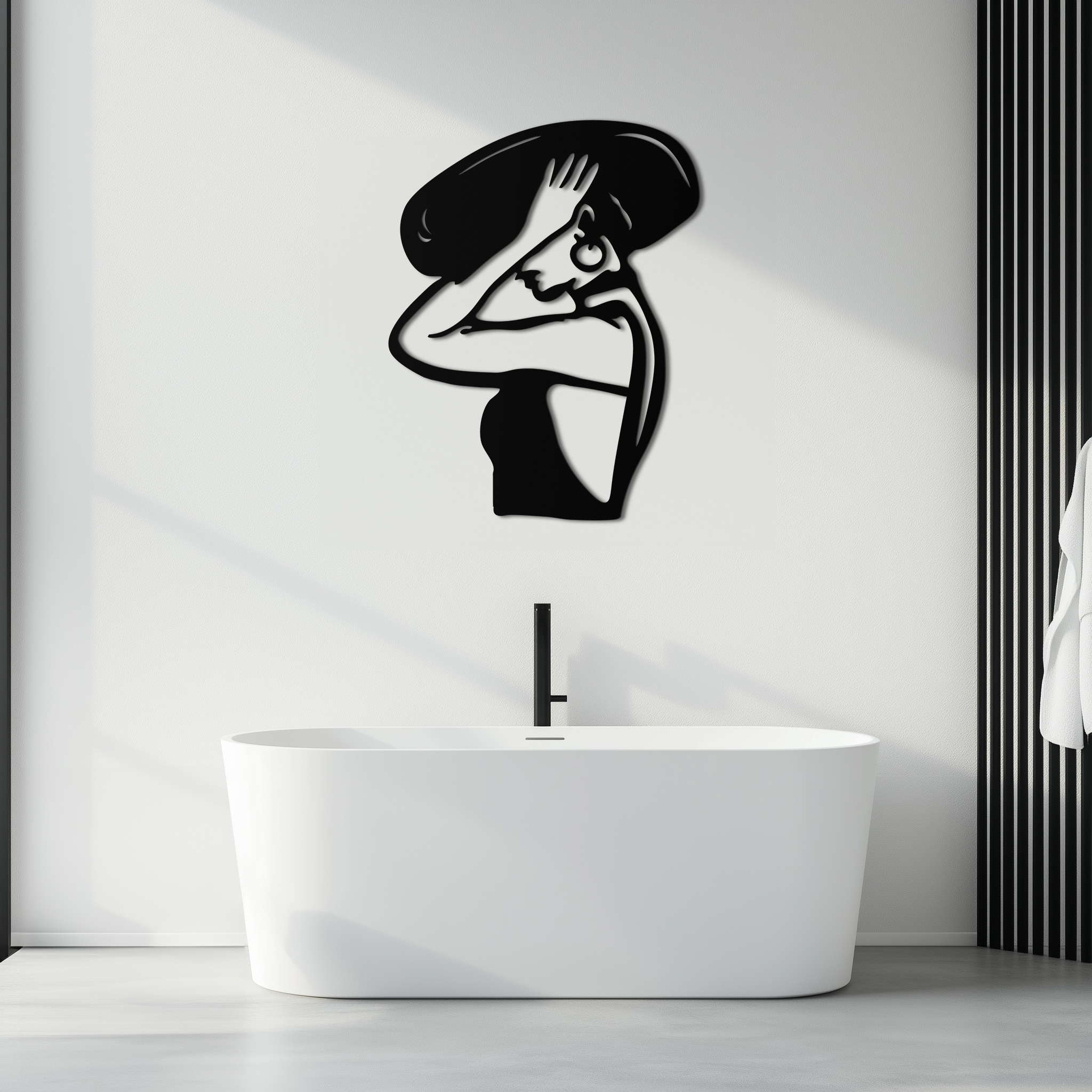 Elegant Woman with Hat Metal Wall Art – Fashion-Inspired Silhouette Décor- KAF651