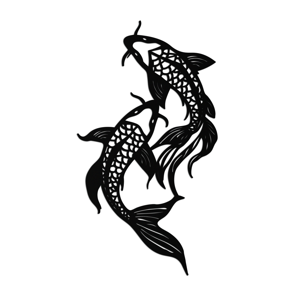 Dual Fish Metal Wall Art – Nature-Inspired Aquatic Silhouette for Modern Interiors- KAF653