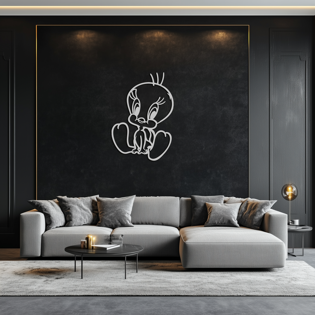 Tweety Bird Metal Wall Art – Classic Cartoon Character Silhouette for Fans- KAF666
