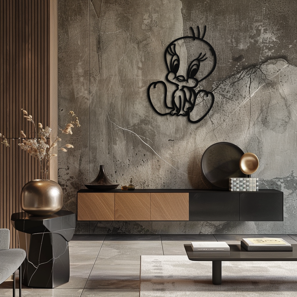 Tweety Bird Metal Wall Art – Classic Cartoon Character Silhouette for Fans- KAF666