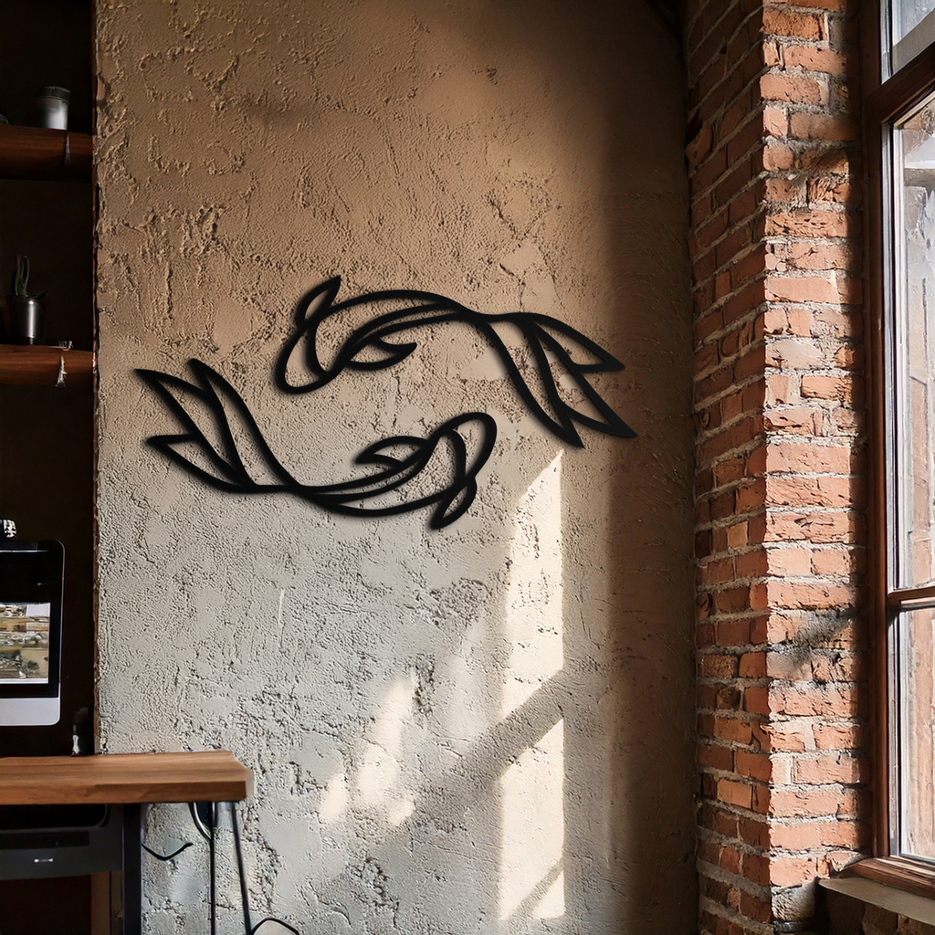 Koi Fish Metal Wall Art – Elegant Silhouette Design for Nature Lovers- KAF667