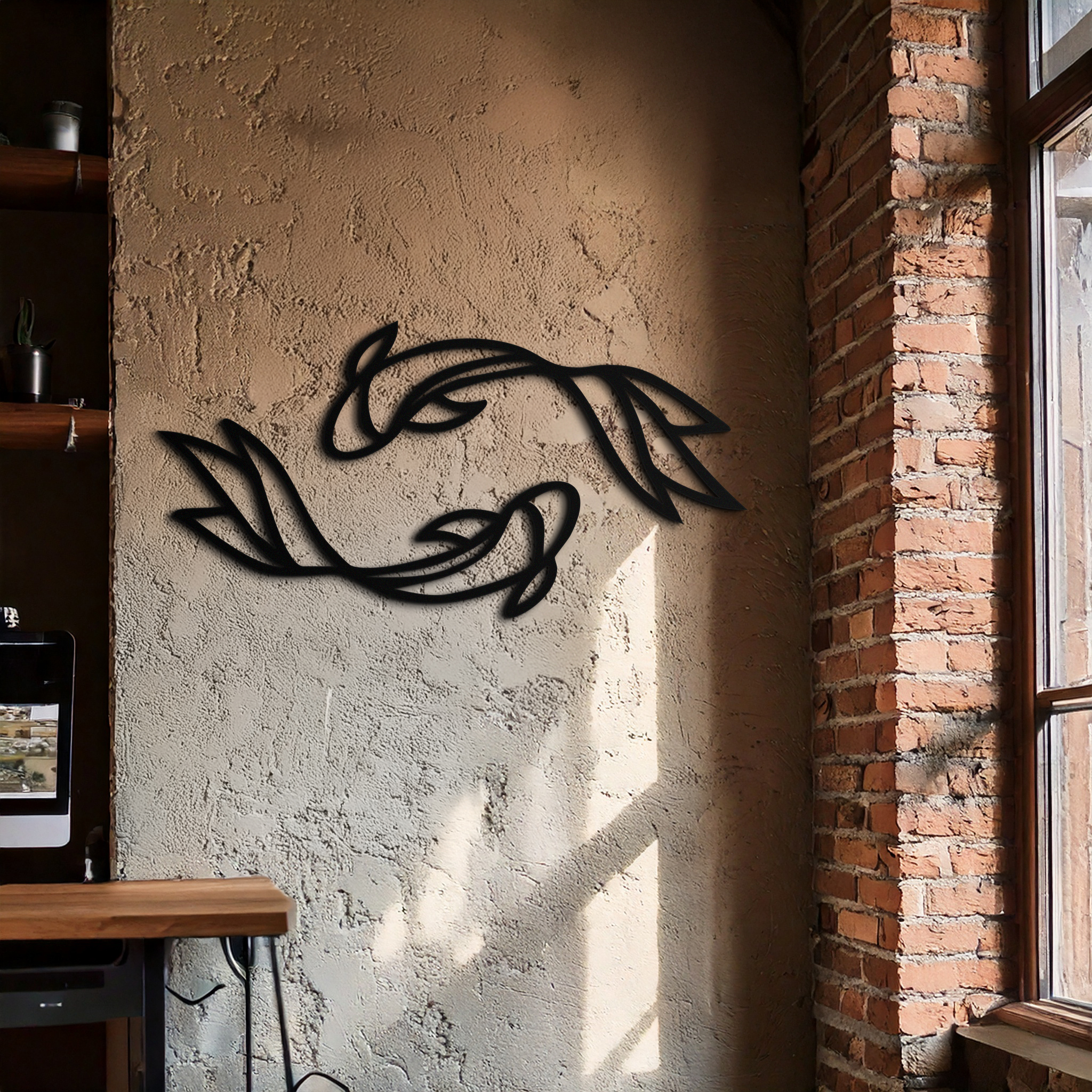 Koi Fish Metal Wall Art – Elegant Silhouette Design for Nature Lovers- KAF667