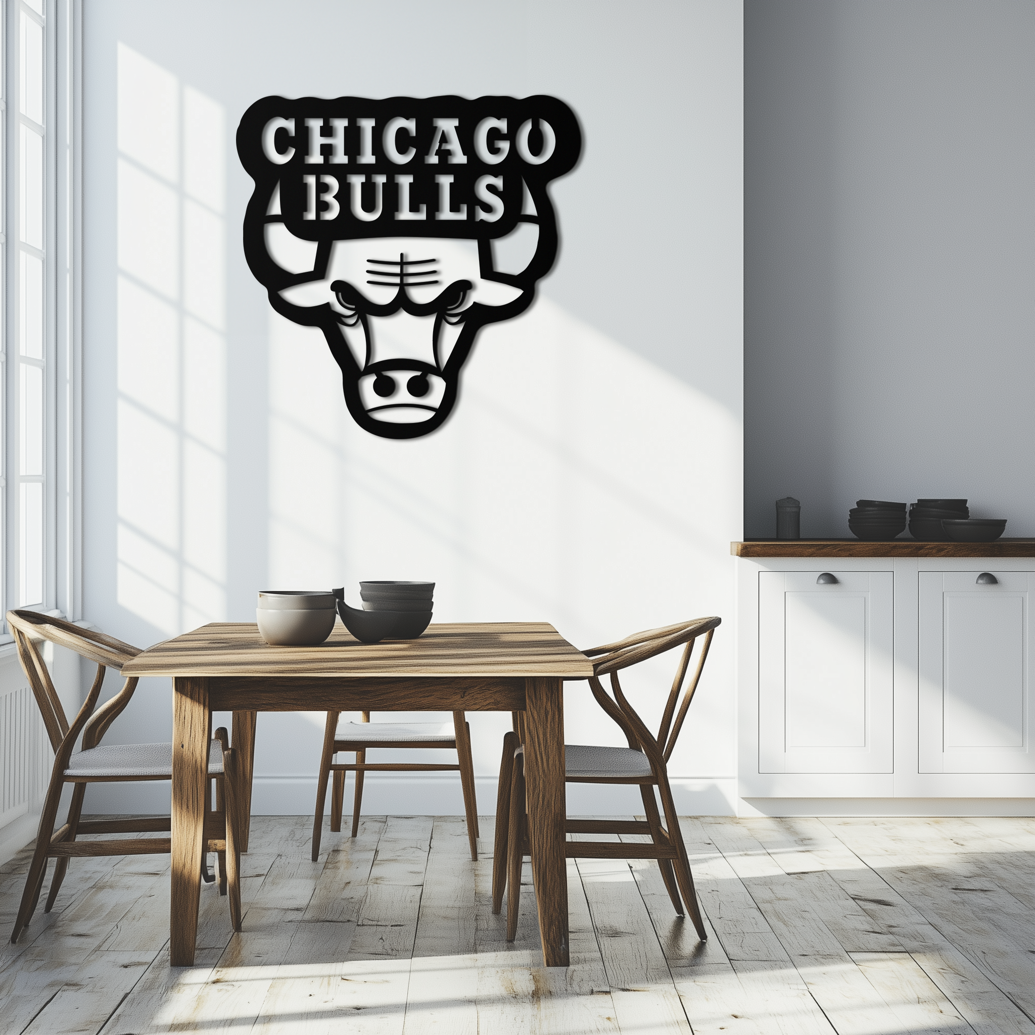 Chicago Bulls Logo Metal Wall Art – Iconic NBA Team Emblem for Sports Fans- KAF672