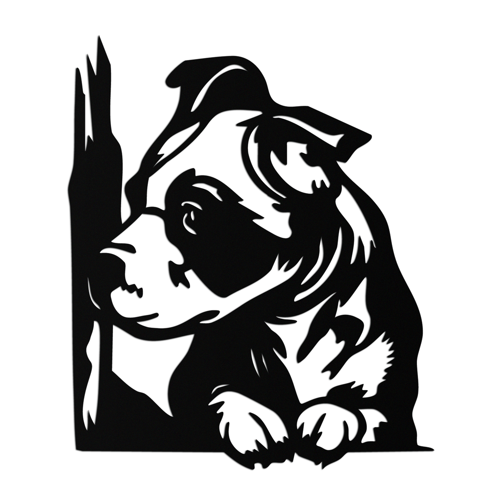 Cute Puppy Peeking Silhouette Metal Wall Art – Adorable Dog Decor for Pet Lovers- KAF685