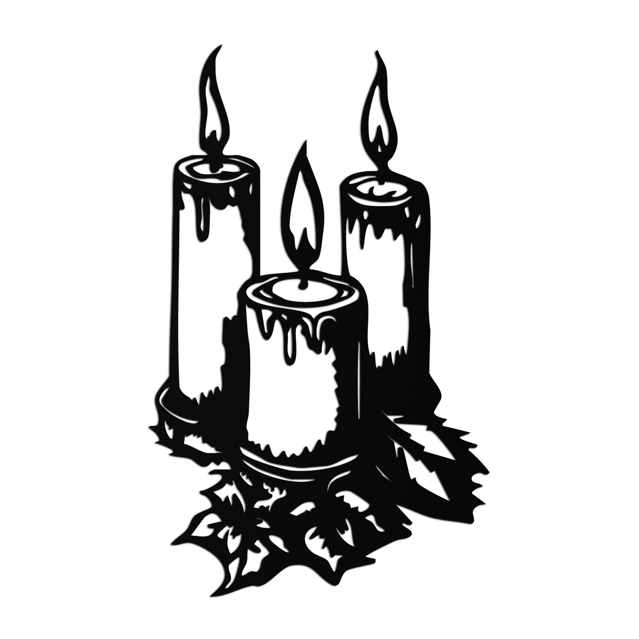 Three Candle Silhouette Metal Wall Art – Elegant Festive Decor for Cozy Interiors- KAF687