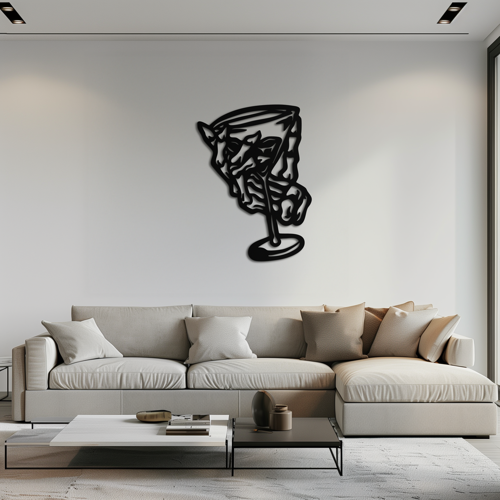 Wine Glass Silhouette Metal Wall Art – Artistic Bar Decor for Wine Lovers- KAF689