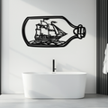 Sailboat in a Bottle Metal Wall Art – Nautical-Inspired Silhouette for Ocean Dreamers- KAF692