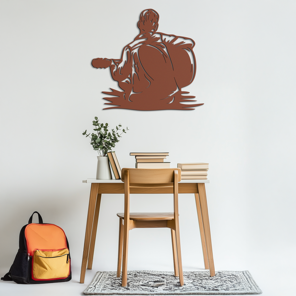 Guitar Boy Metal Wall Art – Musical Silhouette Design for Kids’ Rooms and Music Corners- KAF697