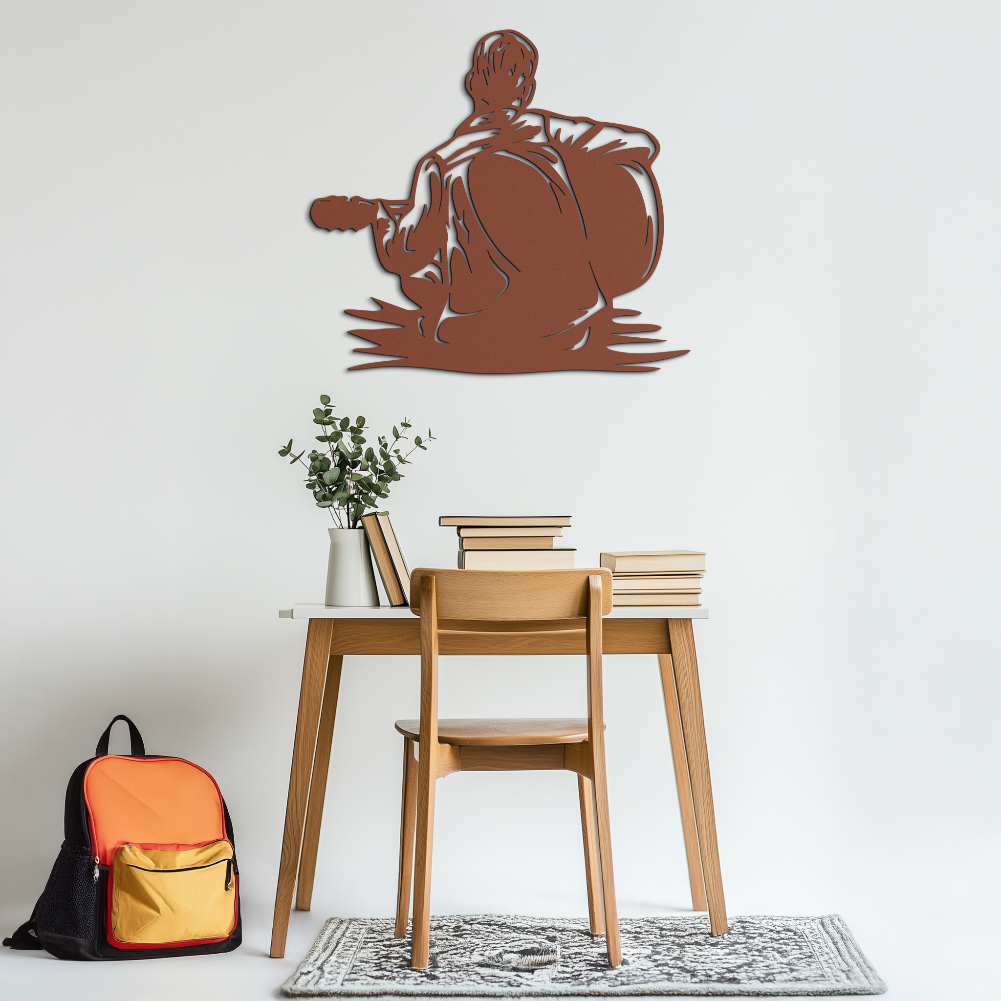 Guitar Boy Metal Wall Art – Musical Silhouette Design for Kids’ Rooms and Music Corners- KAF697