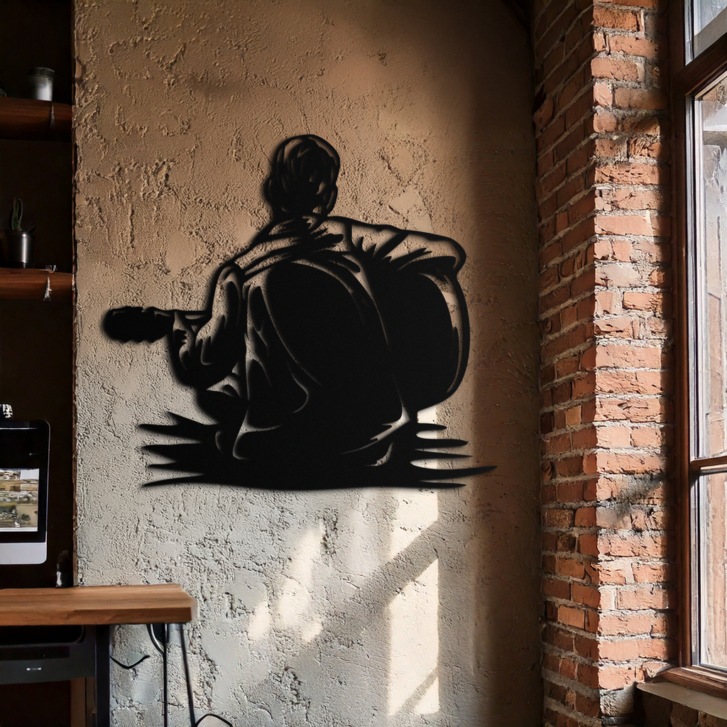 Guitar Boy Metal Wall Art – Musical Silhouette Design for Kids’ Rooms and Music Corners- KAF697