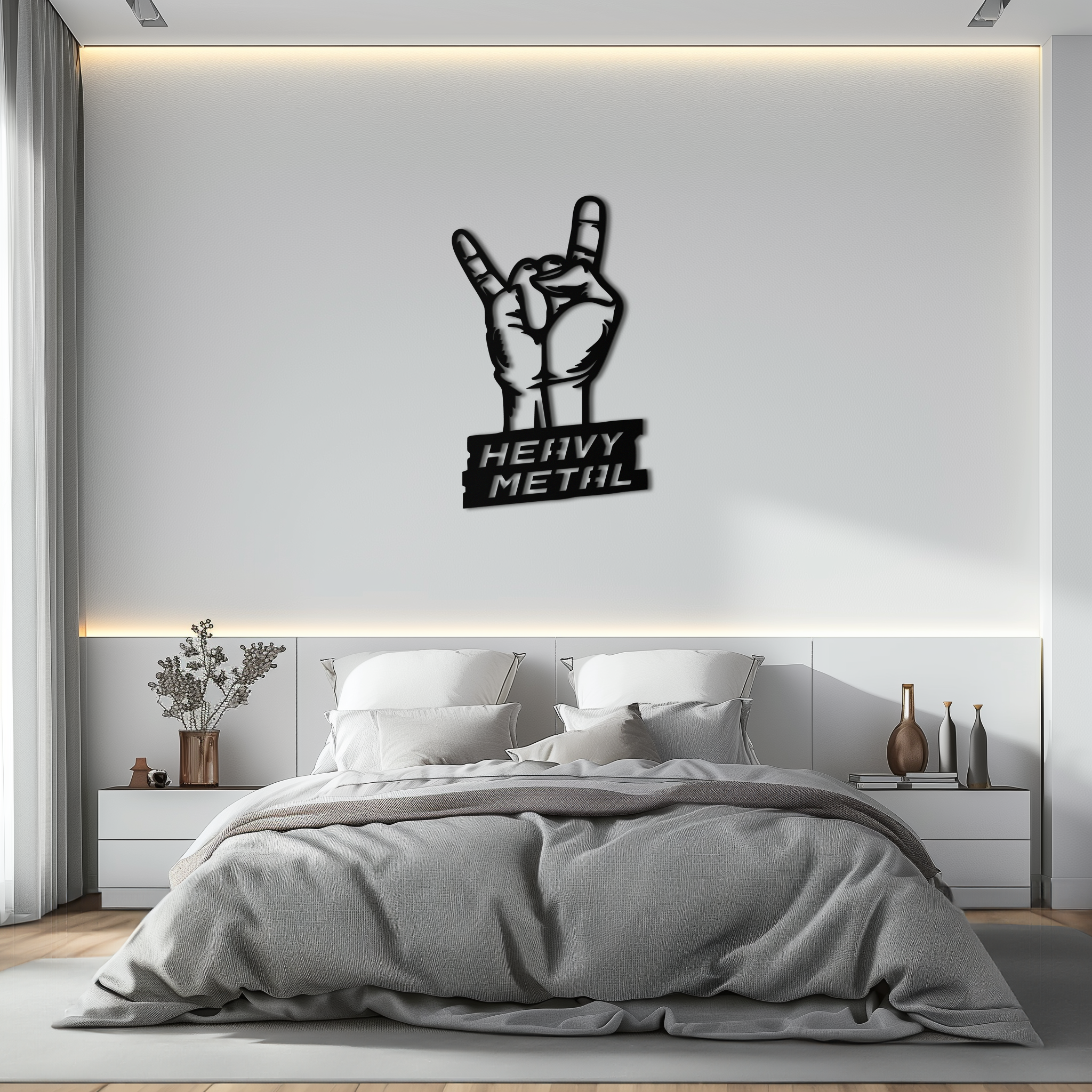 Heavy Metal Hand Sign Metal Wall Art – Bold Rock-Inspired Décor for Music Lovers- KAF700