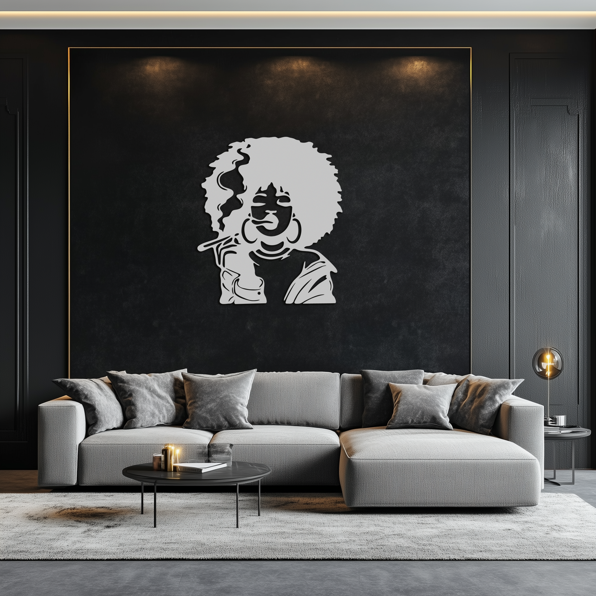 Afro Woman Smoking Silhouette Metal Wall Art – Bold Statement Decor- KAF701