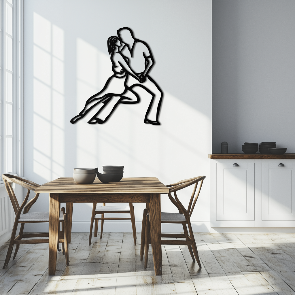 Passionate Dance Metal Wall Art – Romantic Couple Silhouette Home Decor- KAF705