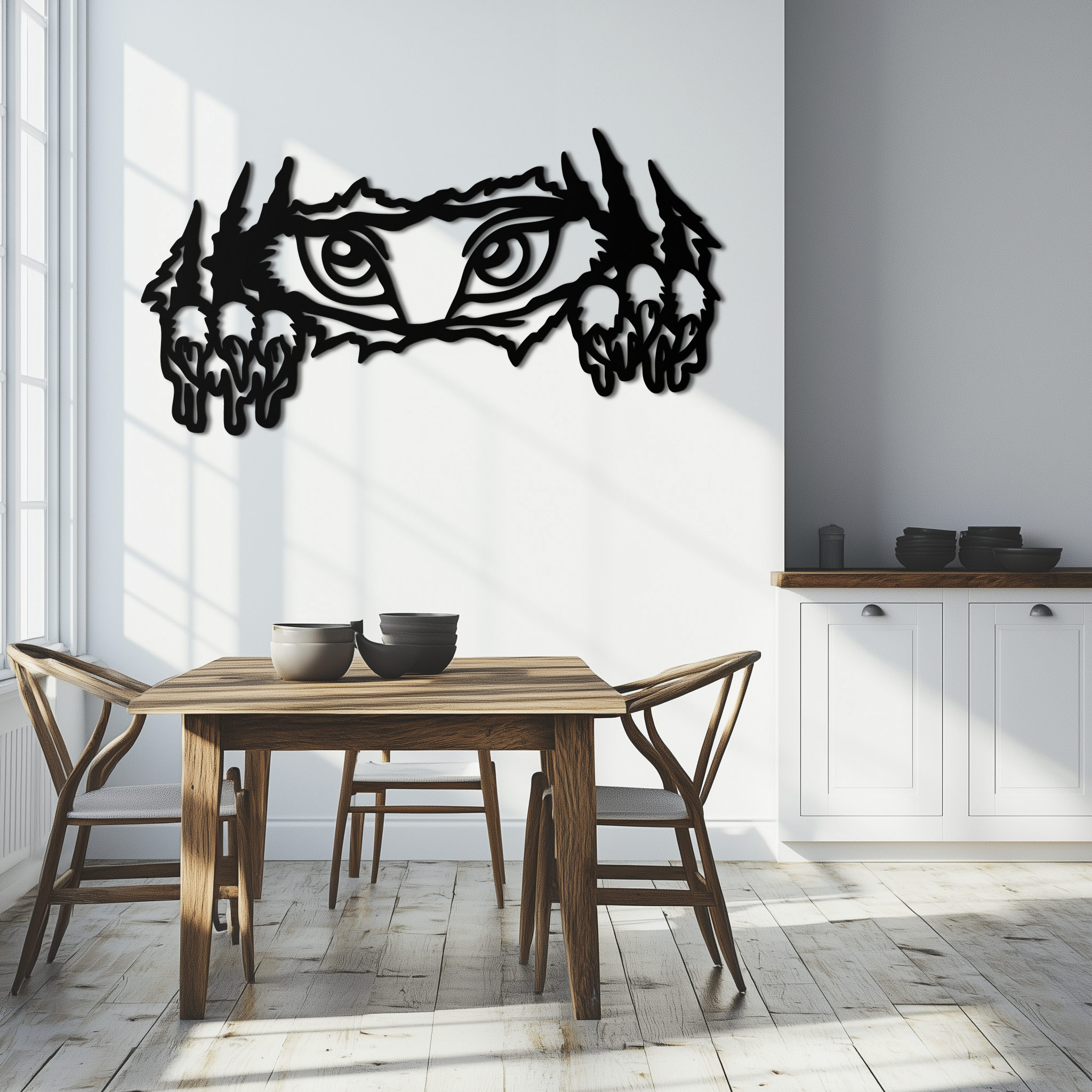 Wild Claws and Eyes Metal Wall Art – Fierce Animal Scratch Silhouette Design- KAF707