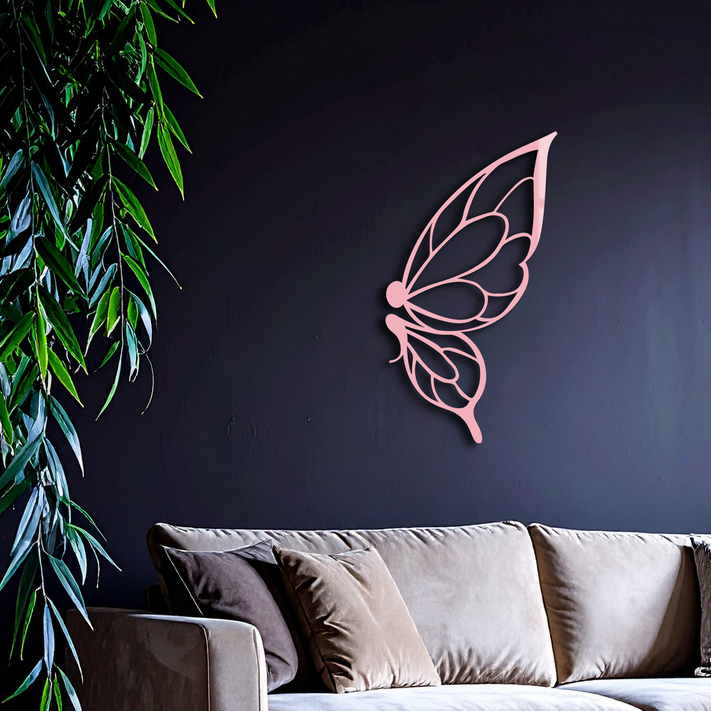 Pink Butterfly Wing Metal Wall Art – Elegant Nature-Inspired Decor - KAFGP003