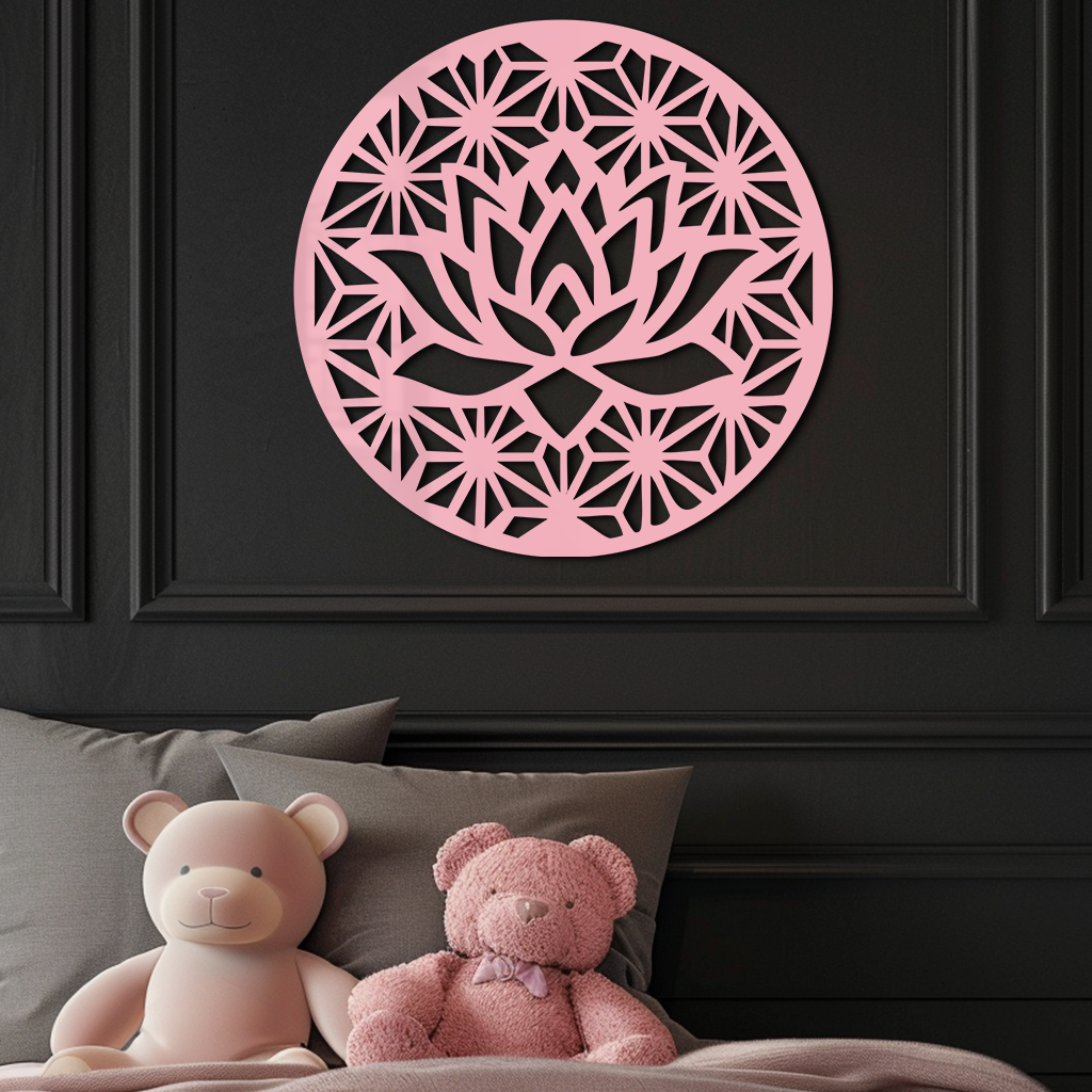 Pink Lotus Flower Metal Wall Art – Elegant Spiritual Bloom Design - KAFGP006