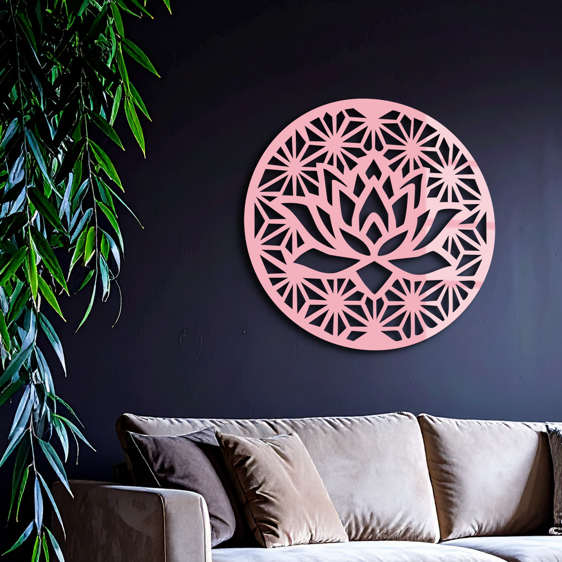 Pink Lotus Flower Metal Wall Art – Elegant Spiritual Bloom Design - KAFGP006