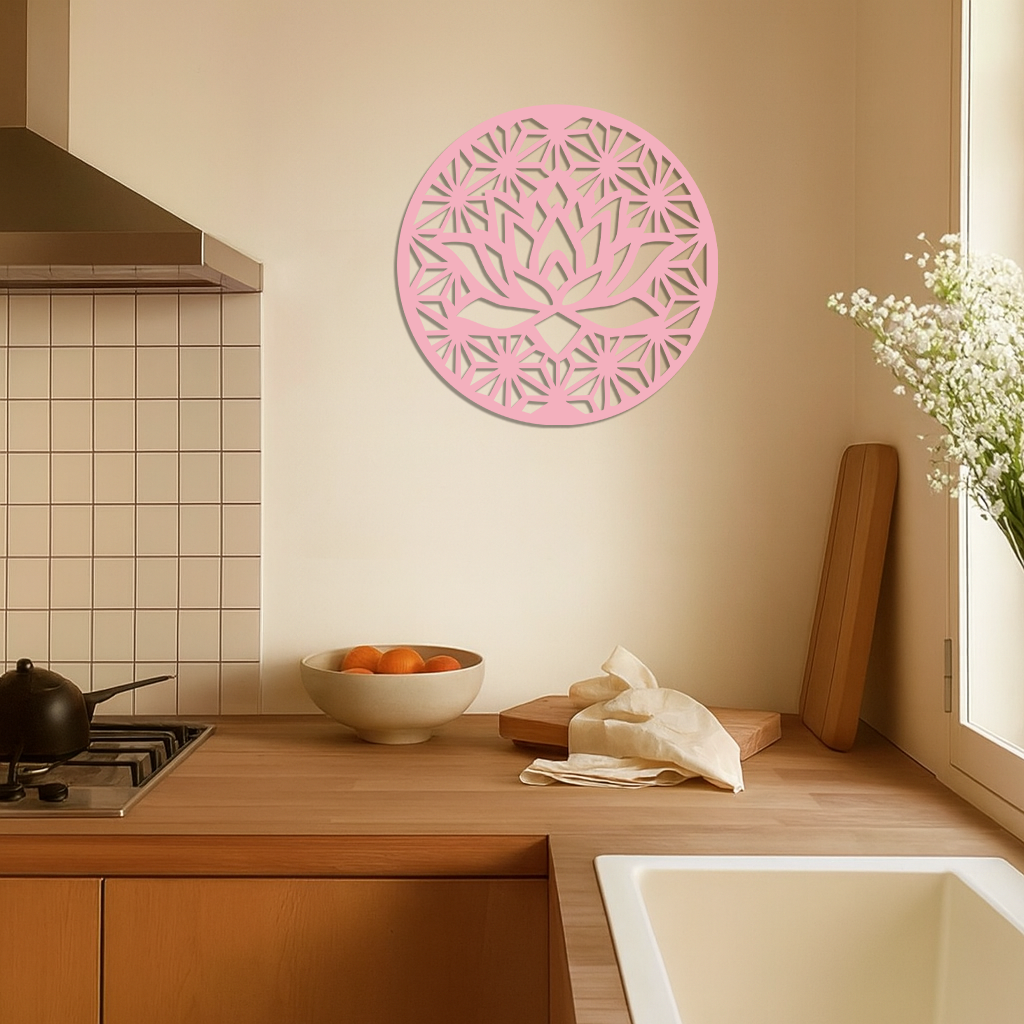 Pink Lotus Flower Metal Wall Art – Elegant Spiritual Bloom Design - KAFGP006