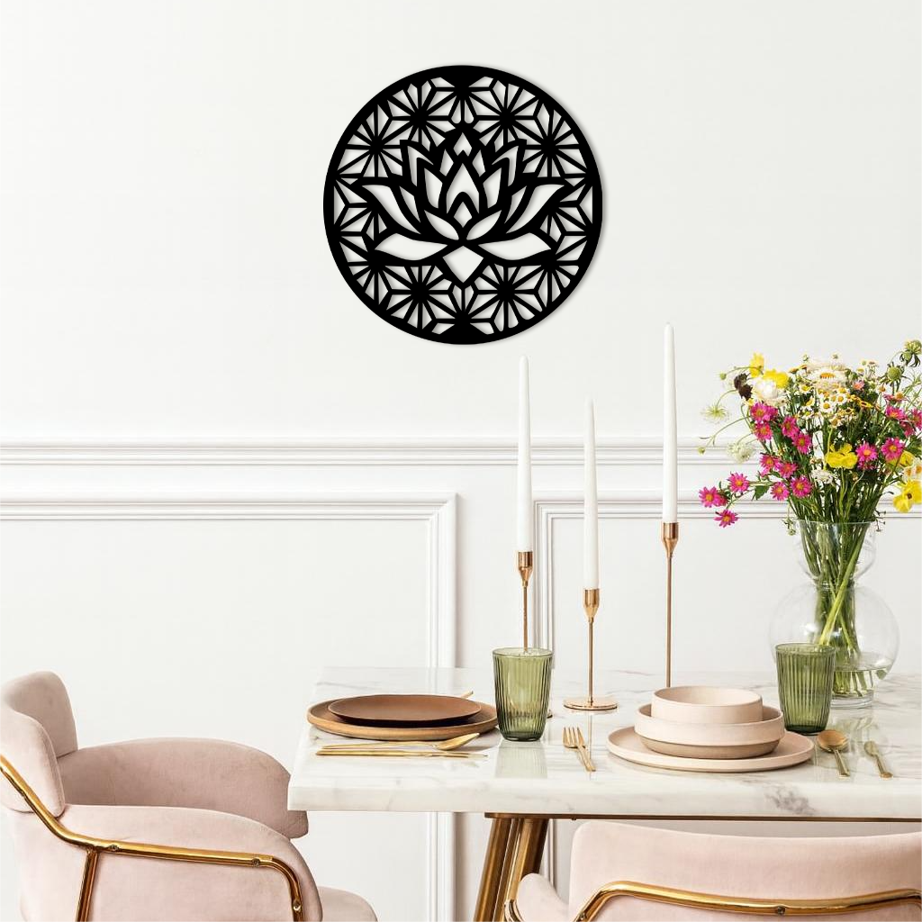Pink Lotus Flower Metal Wall Art – Elegant Spiritual Bloom Design - KAFGP006